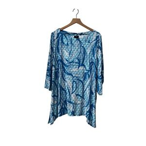 JM Collection Tunic Top Blue Plus Size 2X